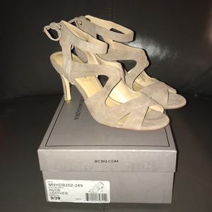 BCBG Maxazria Isobel Nude Suede Sandal